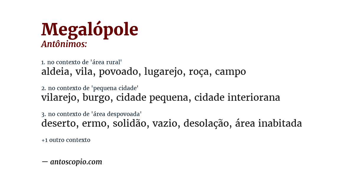 Antônimo de megalópole