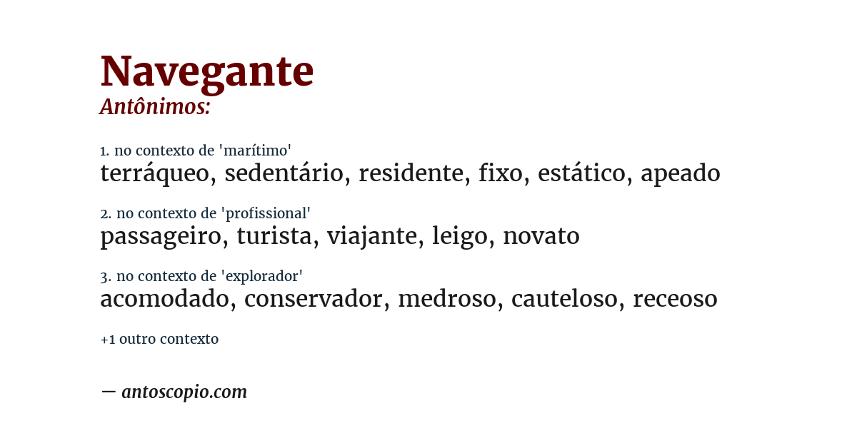 Antônimo de navegante