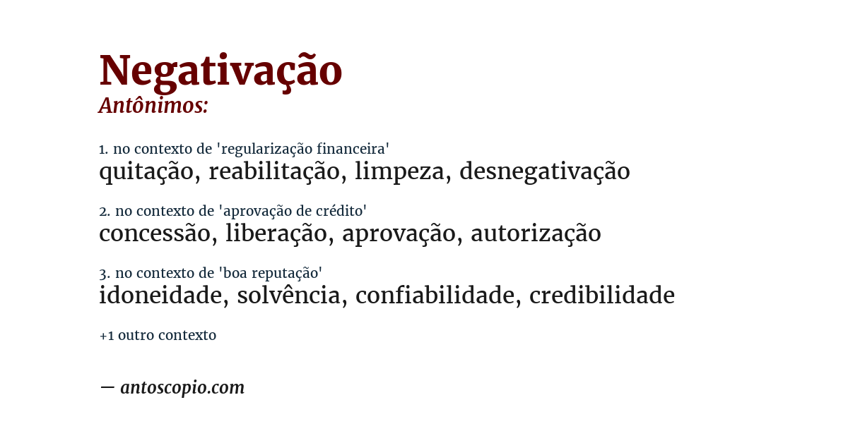 Antônimo de negativação