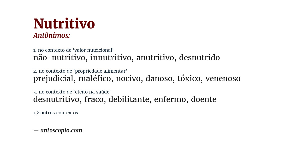 Antônimo de nutritivo