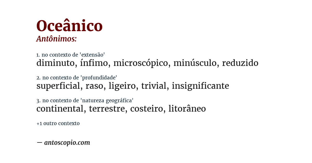 Antônimo de oceânico