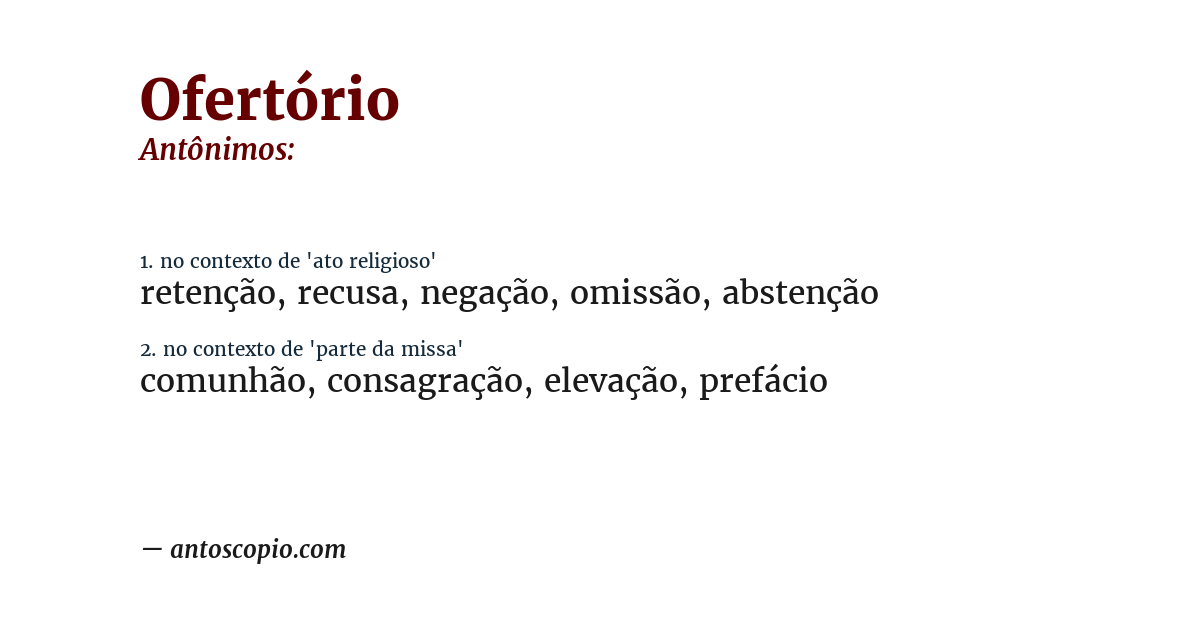 Antônimo de ofertório