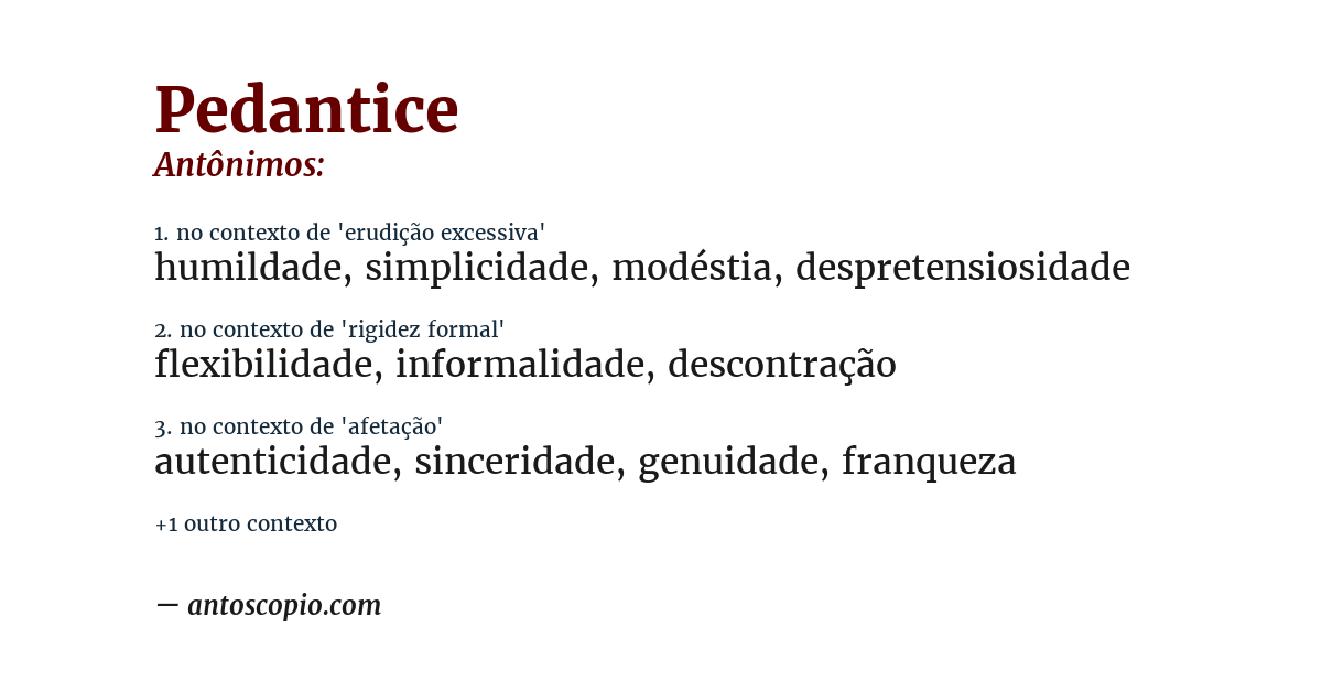 Antônimo de pedantice
