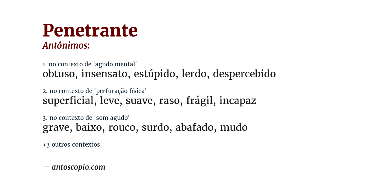 Antônimo de penetrante