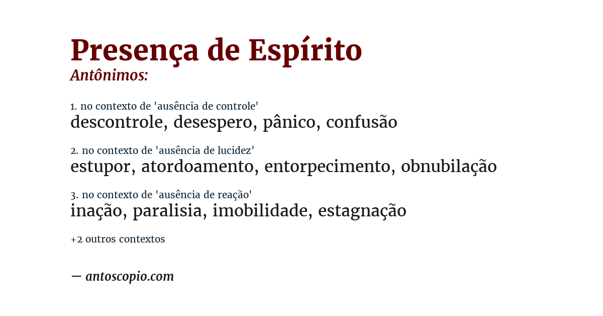 Antônimo de presença de espírito