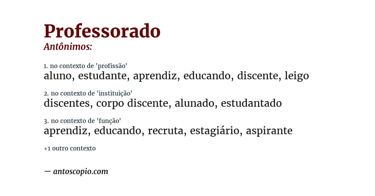 Antônimo de professorado