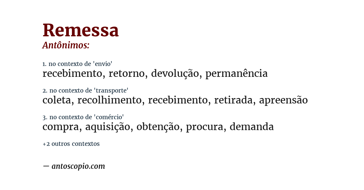 Antônimo de remessa