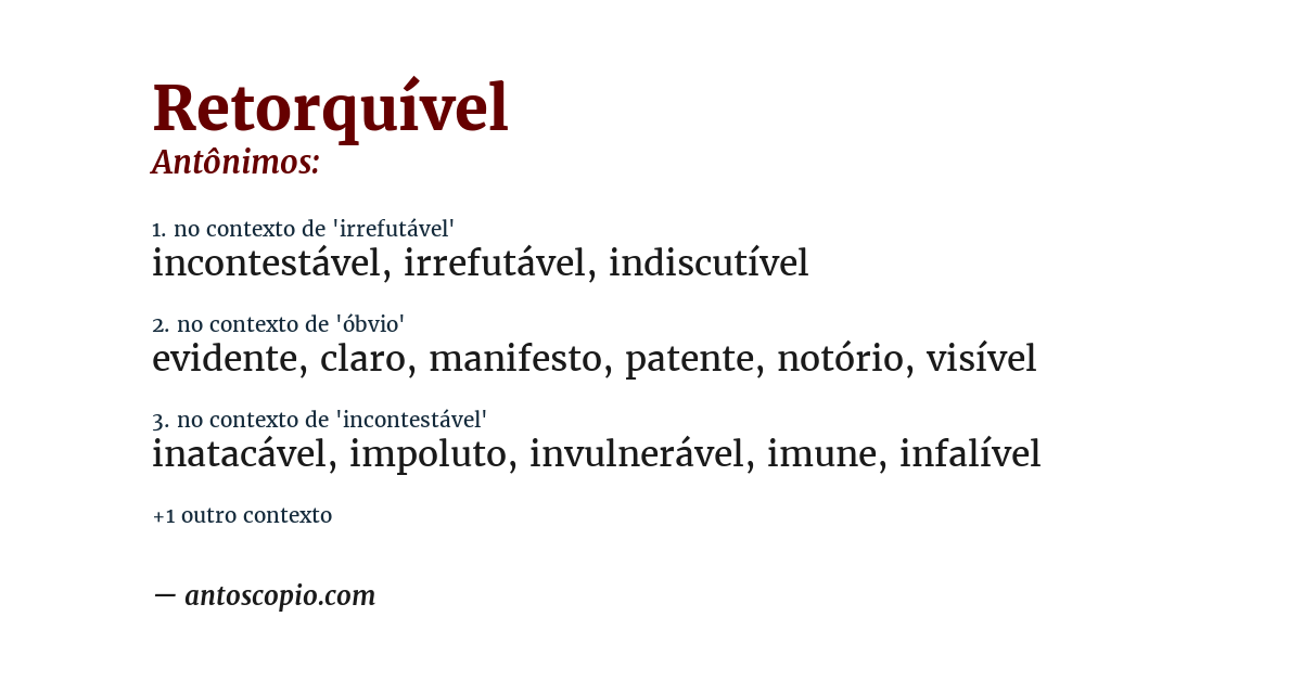 Antônimo de retorquível