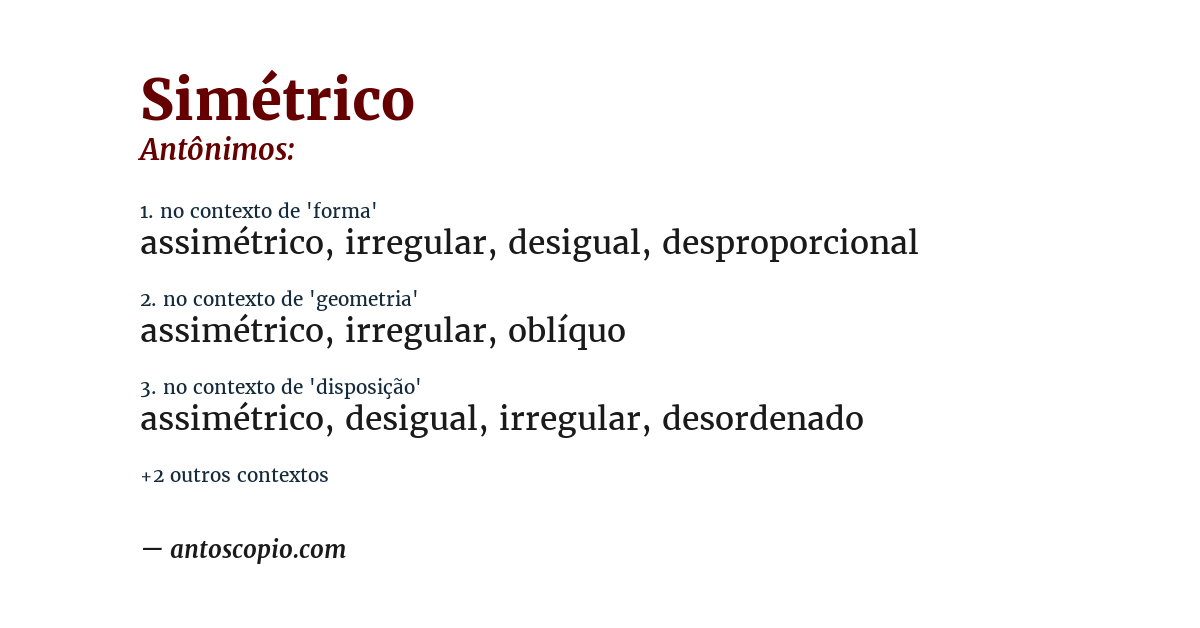 Antônimo de simétrico