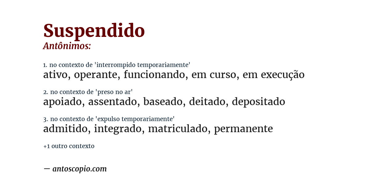Antônimo de suspendido