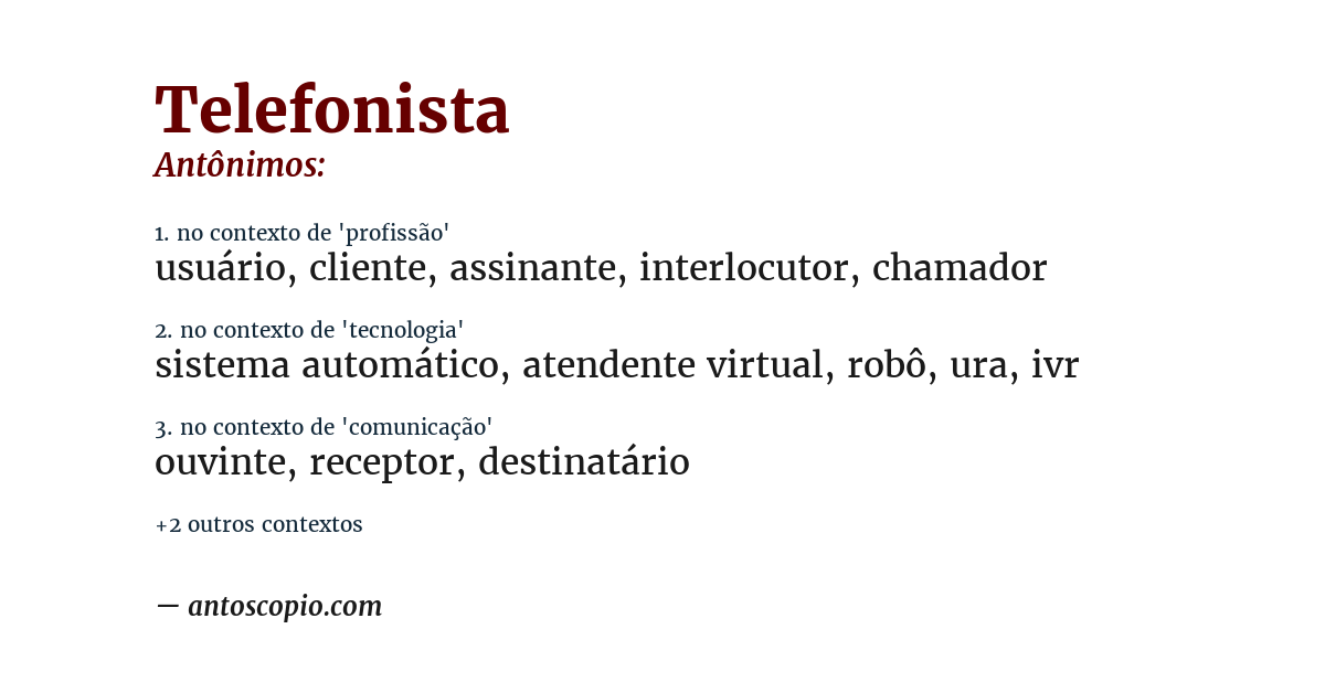 Antônimo de telefonista