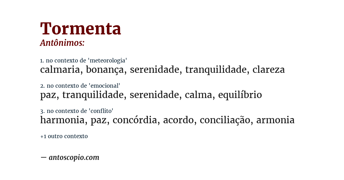 Antônimo de tormenta