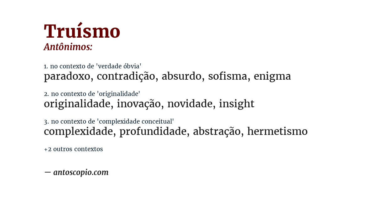 Antônimo de truísmo