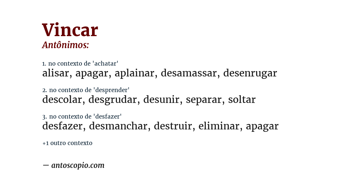 Antônimo de vincar