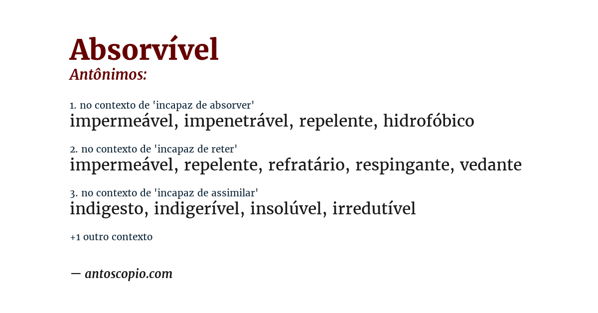 Antônimo de absorvível