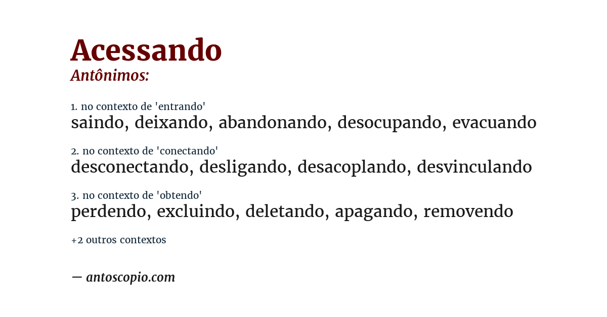 Antônimo de acessando