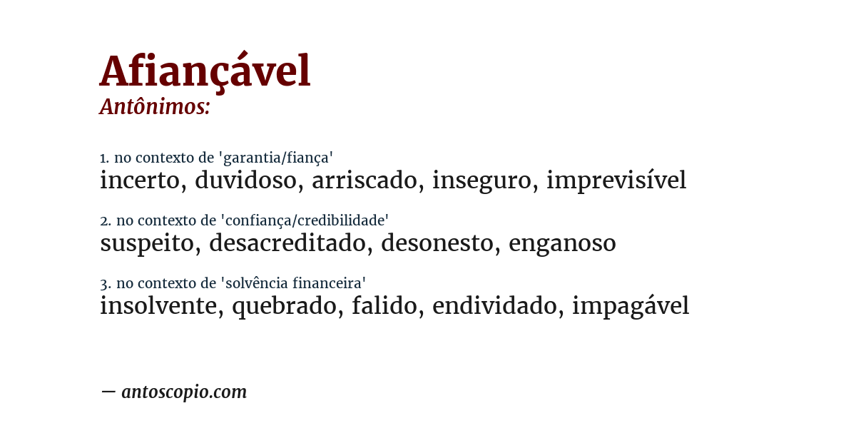 Antônimo de afiançável