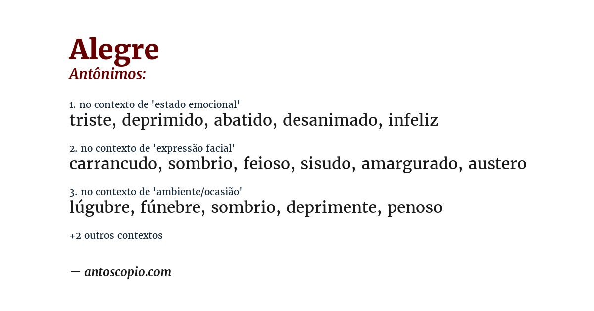 Antônimo de alegre