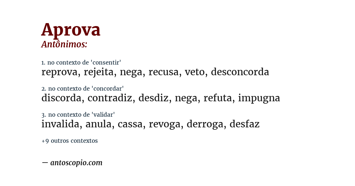 Antônimo de aprova