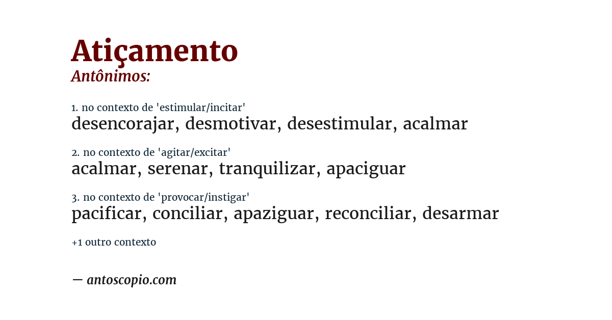 Antônimo de atiçamento