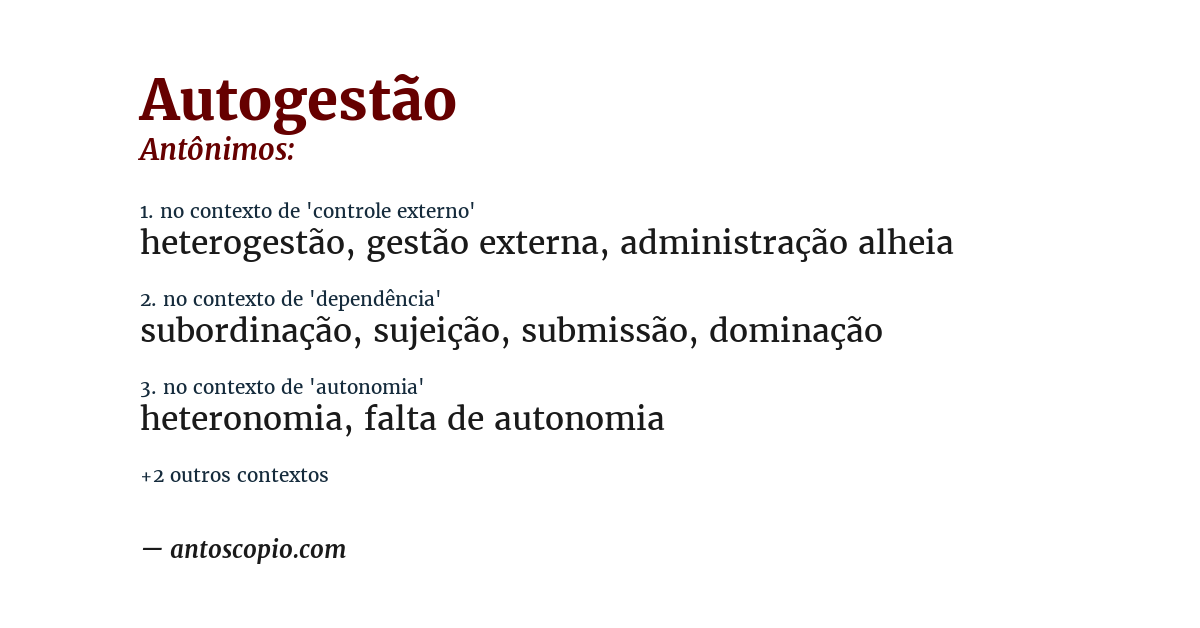 Antônimo de autogestão