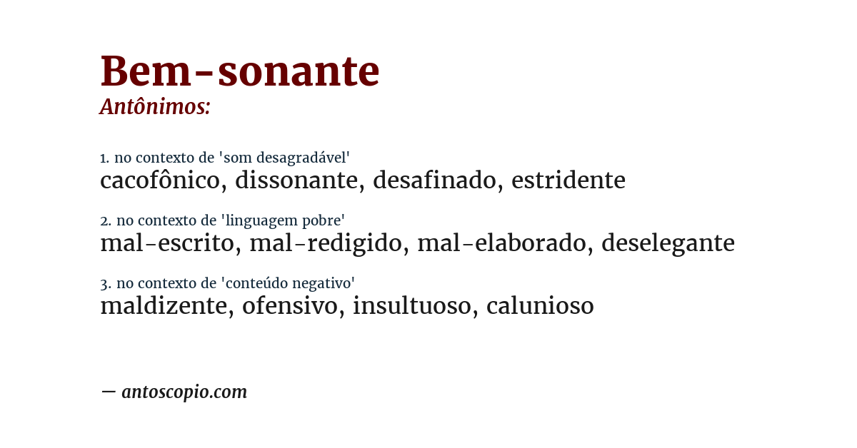 Antônimo de bem-sonante