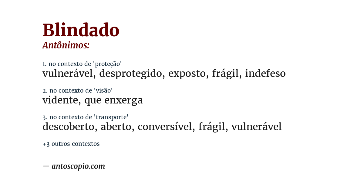 Antônimo de blindado