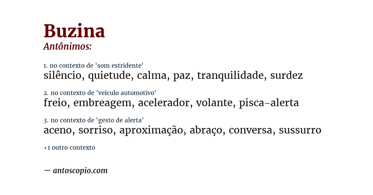 Antônimo de buzina