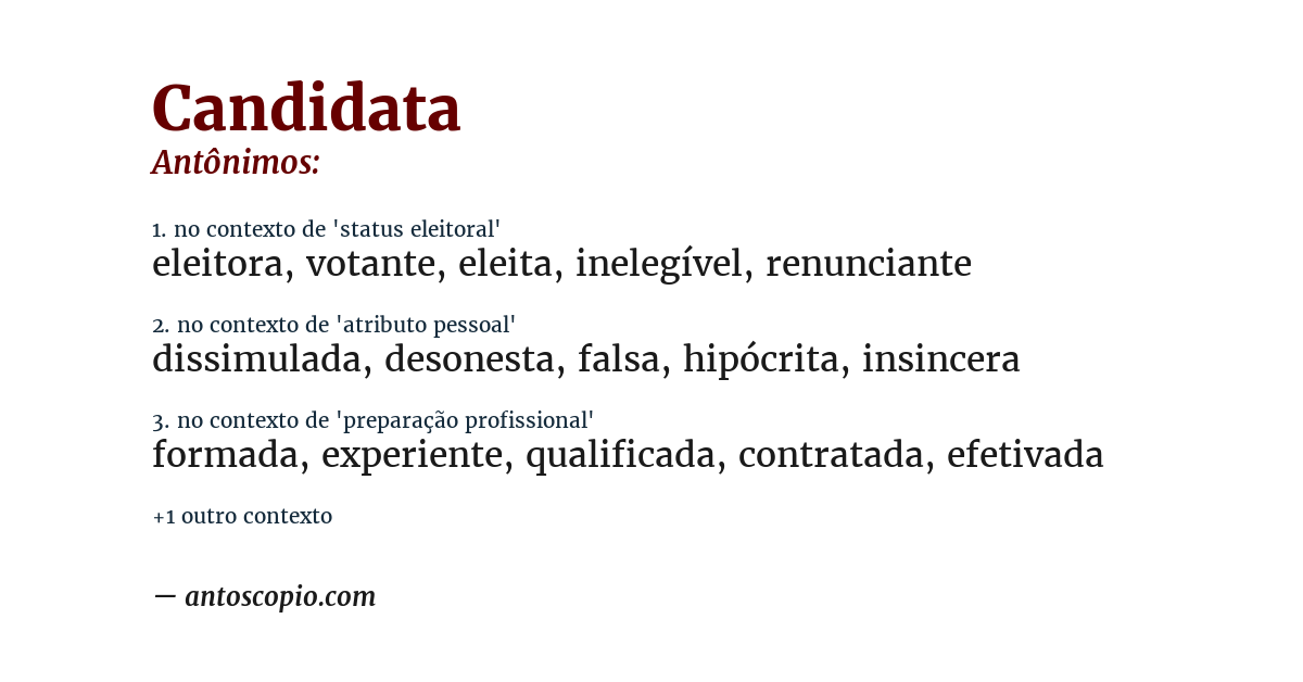 Antônimo de candidata