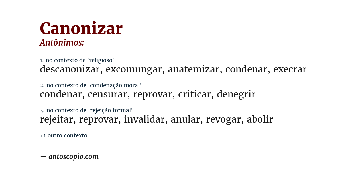 Antônimo de canonizar