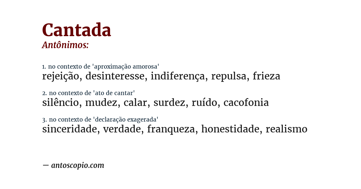 Antônimo de cantada