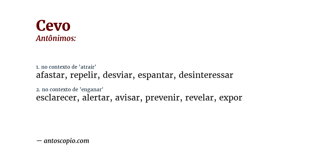 Antônimo de cevo