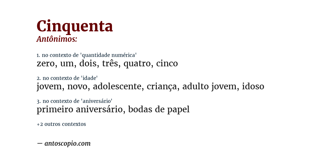 Antônimo de cinquenta