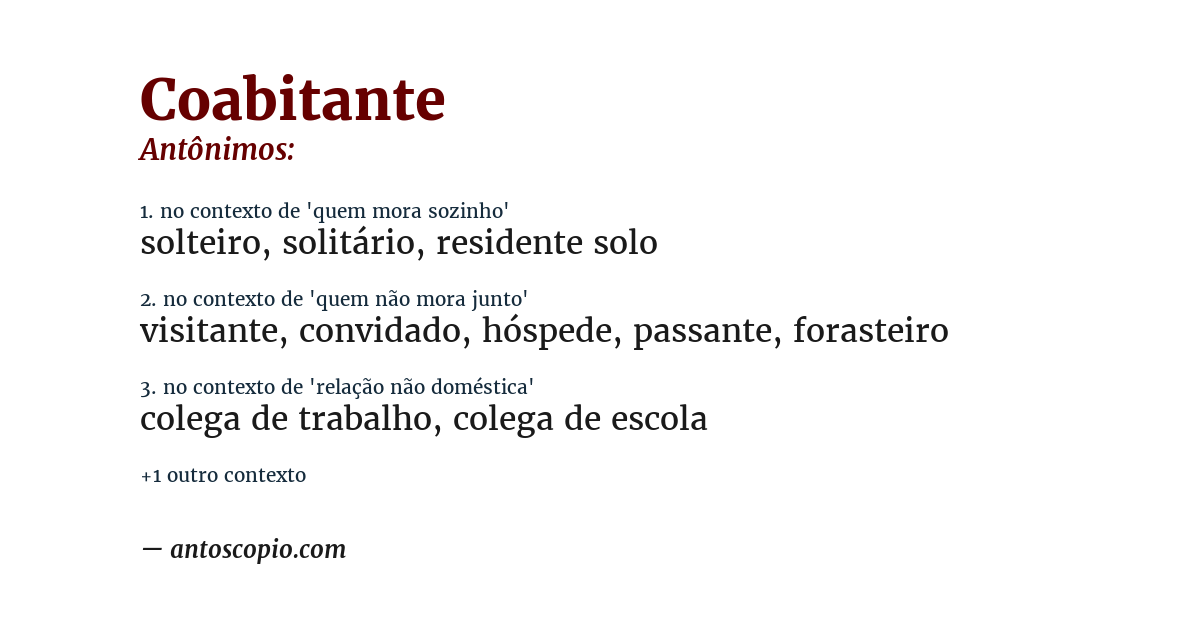 Antônimo de coabitante