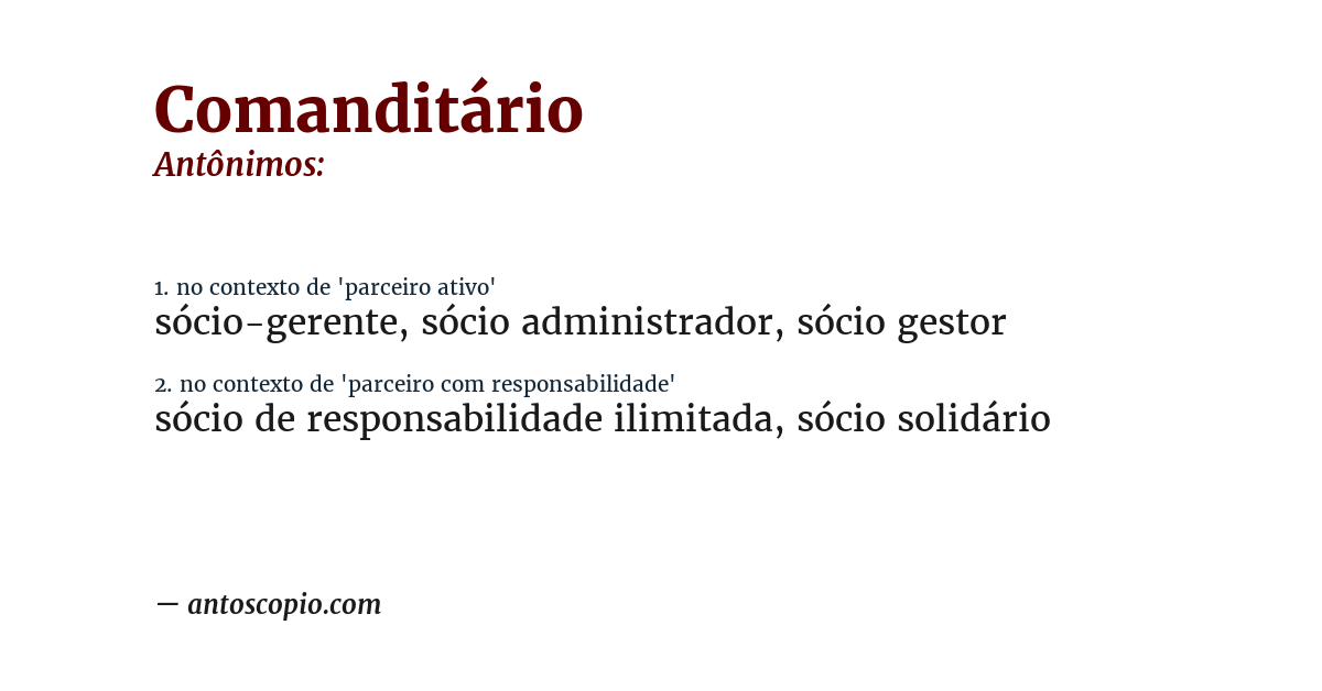 Antônimo de comanditário