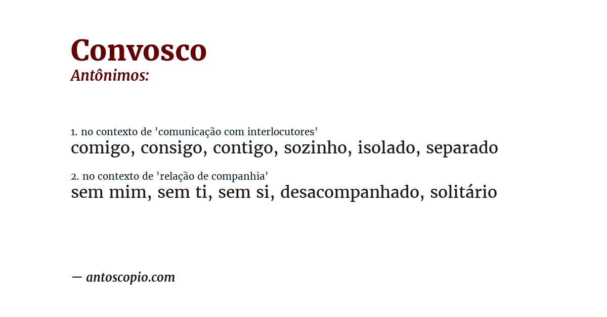 Antônimo de convosco