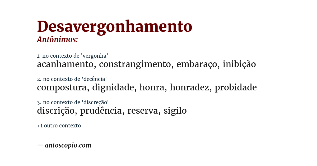 Antônimo de desavergonhamento
