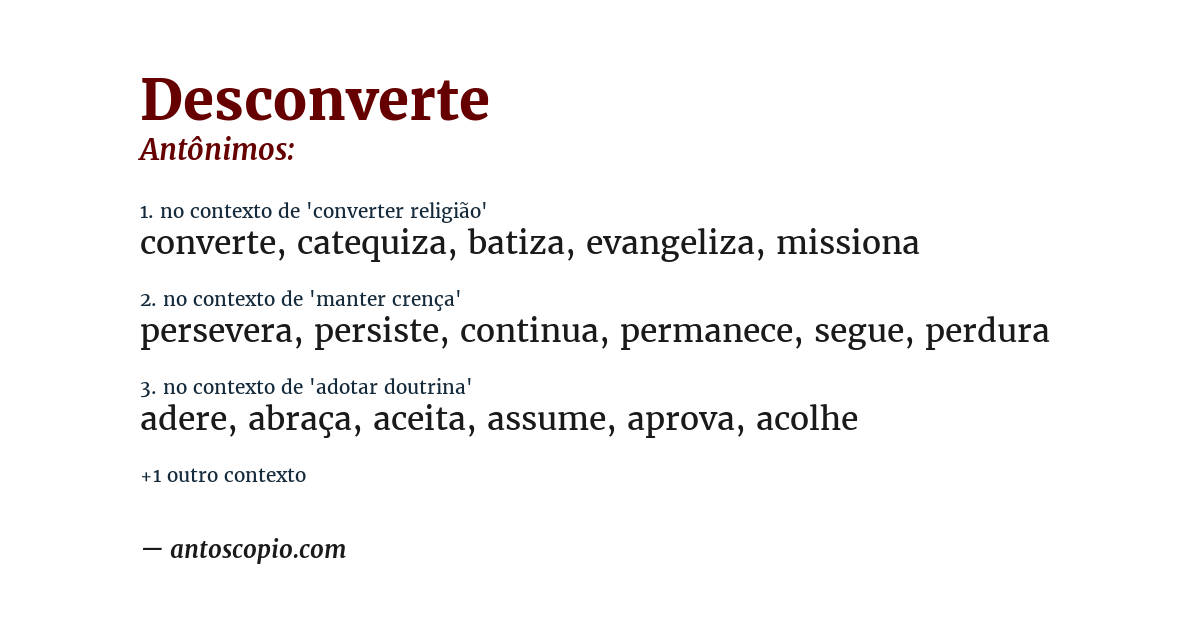 Antônimo de desconverte