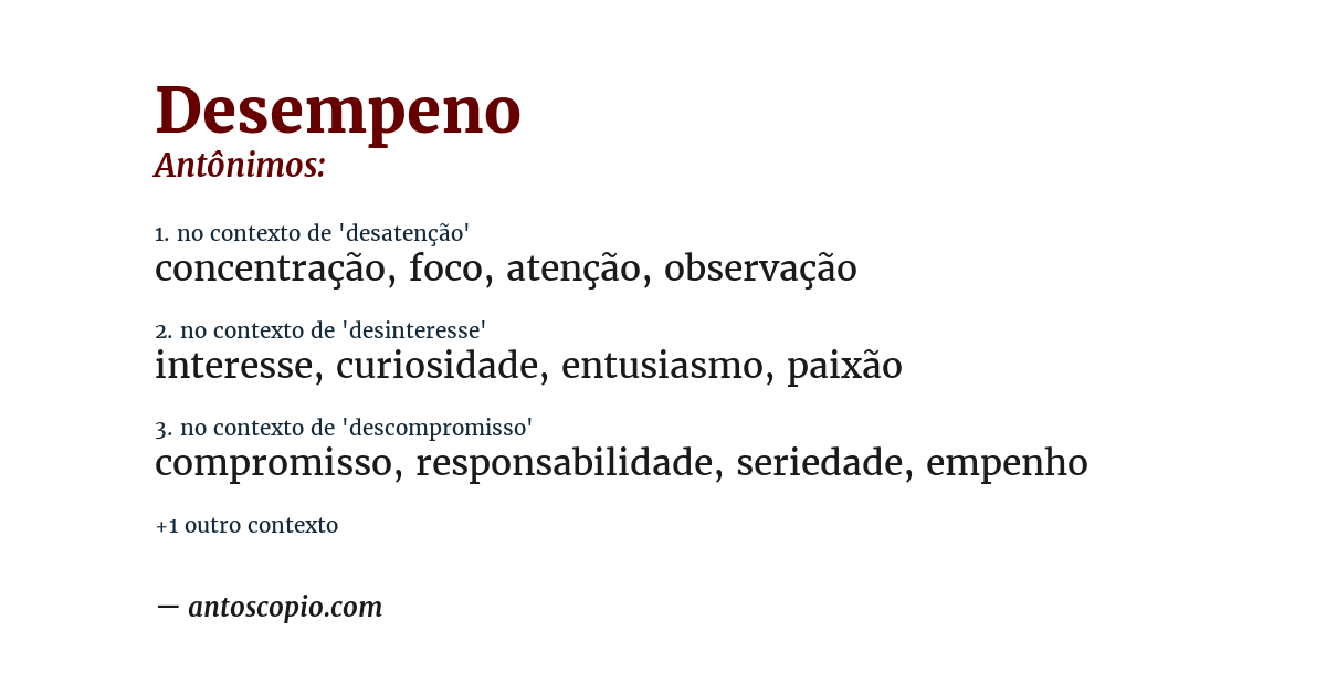 Antônimo de desempeno