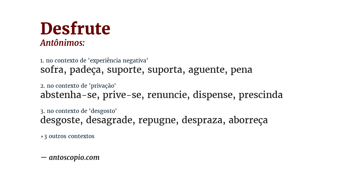 Antônimo de desfrute