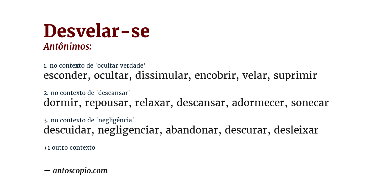 Antônimo de desvelar-se