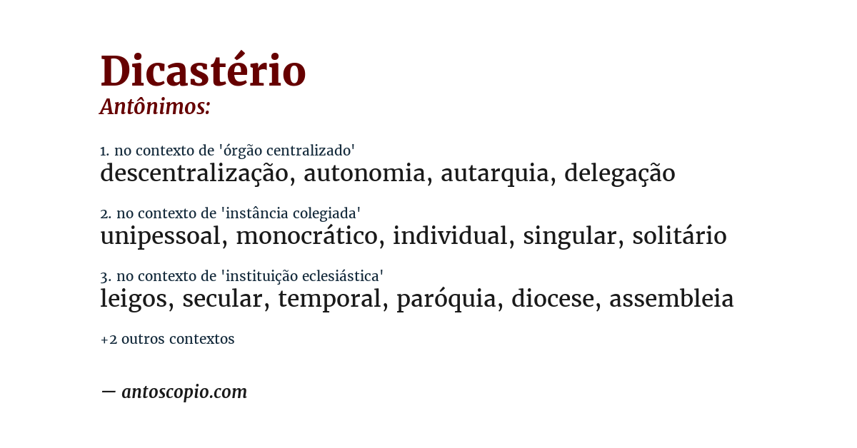 Antônimo de dicastério