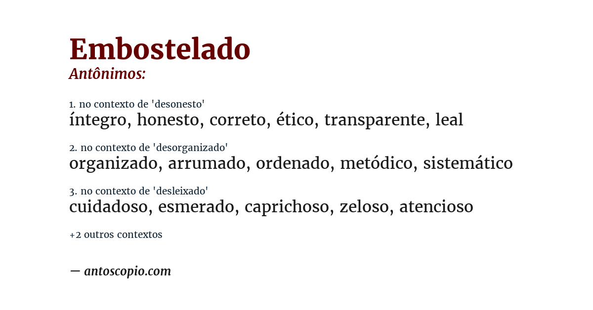 Antônimo de embostelado