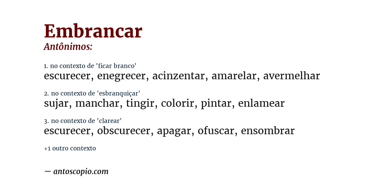 Antônimo de embrancar