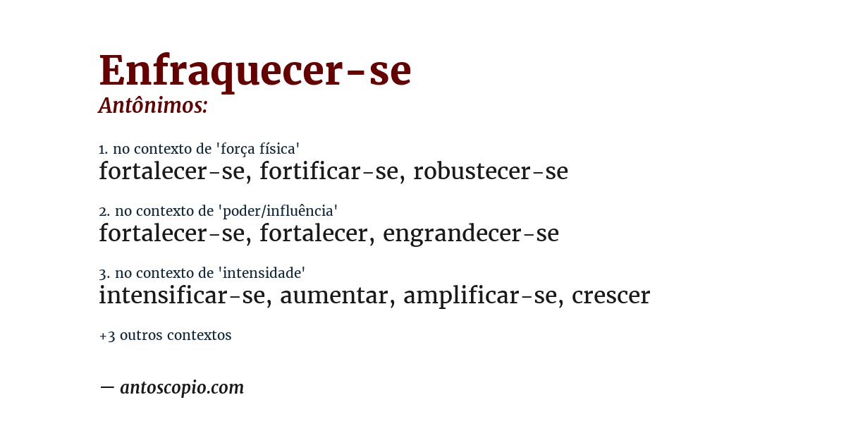 Antônimo de enfraquecer-se