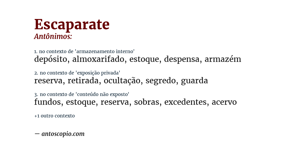 Antônimo de escaparate