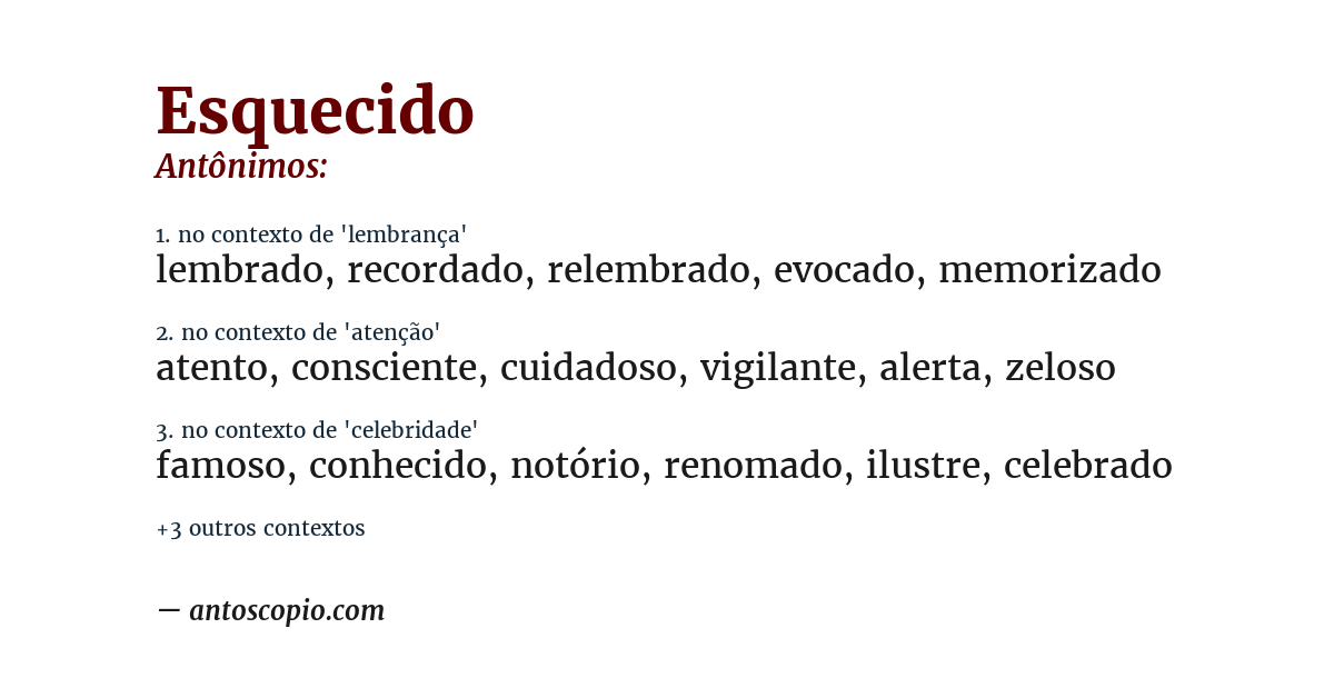 Antônimo de esquecido