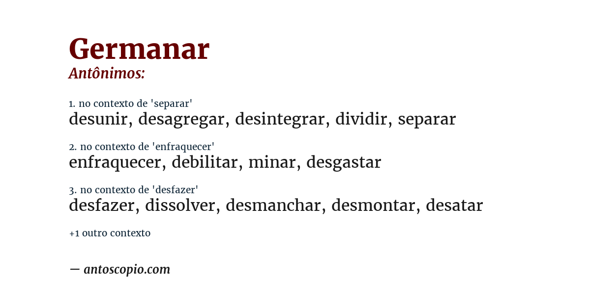 Antônimo de germanar