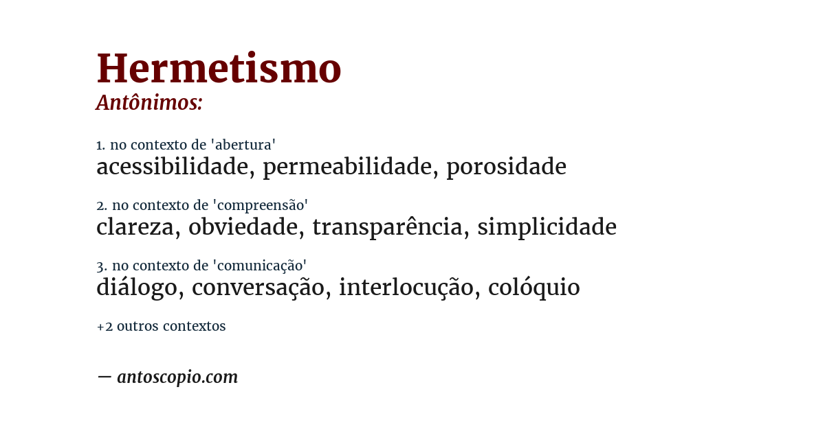 Antônimo de hermetismo