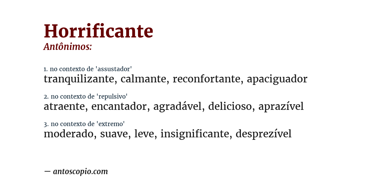 Antônimo de horrificante